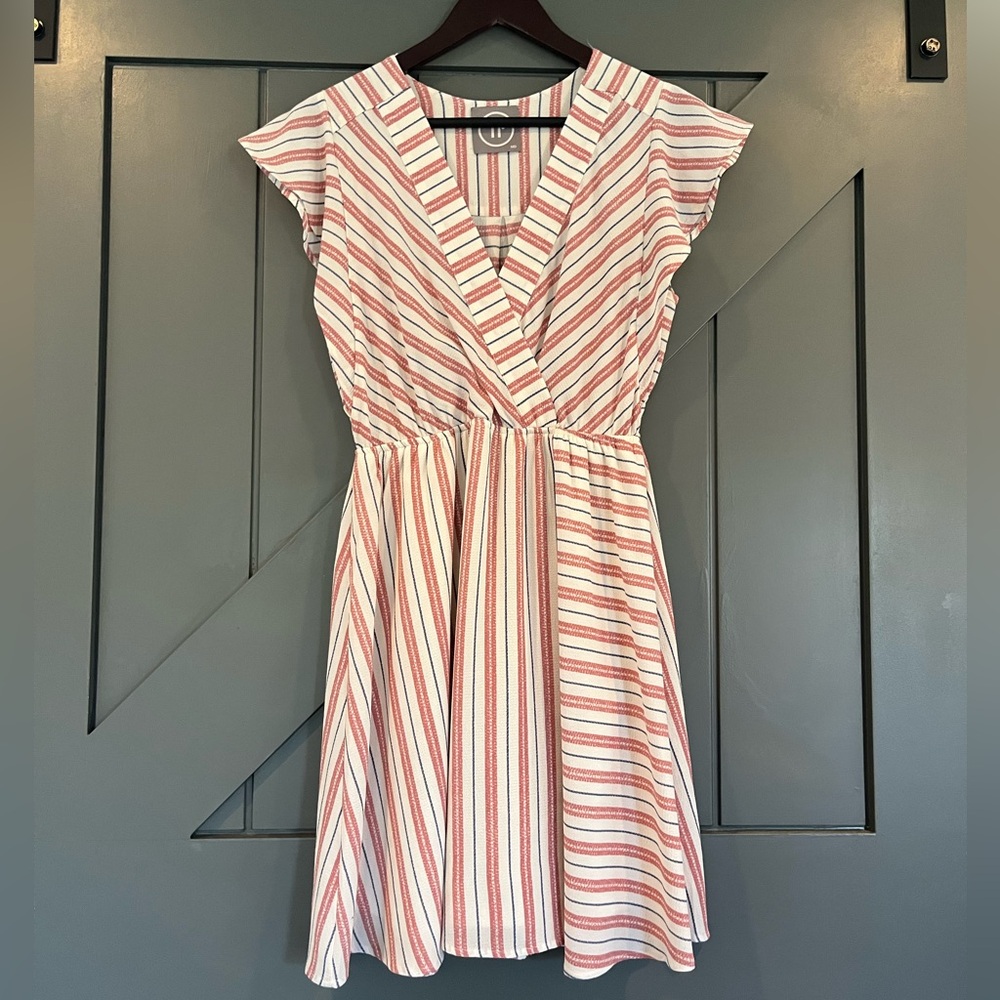 Lily Rain Stripe Mini Dress in Red Blue White